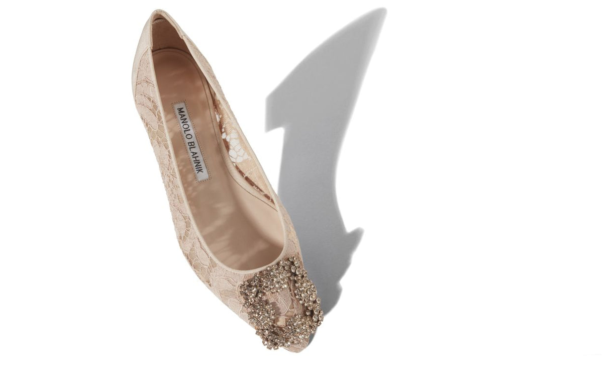 Lucienne Dawn Neutral Jewel Buckle Pumps – front three-quarter view showing neutral jewel buckle, crystal buckle, almond…