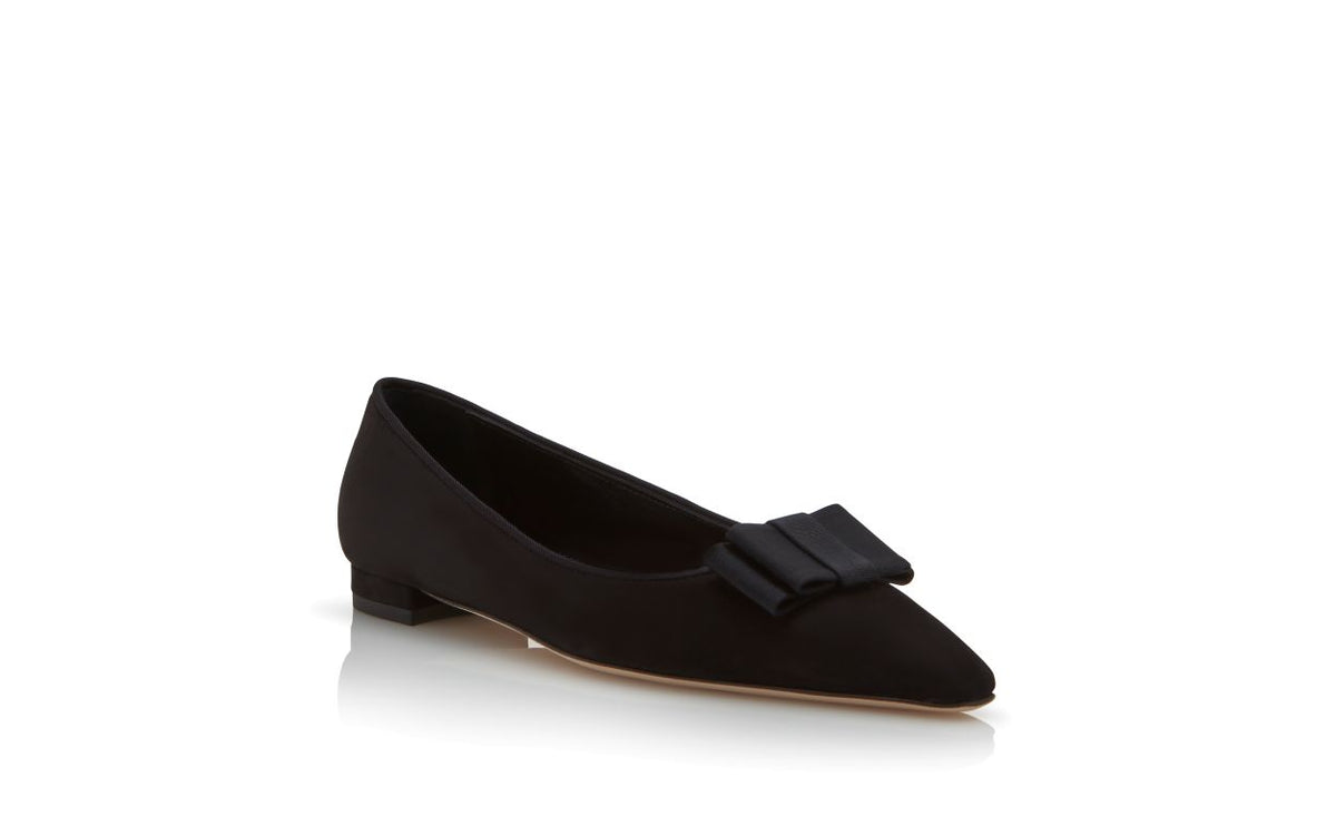 Delphine Jewel Black Bow Detail Pumps – top view showing black bow detail, pointed toe, suede, Vowalisse