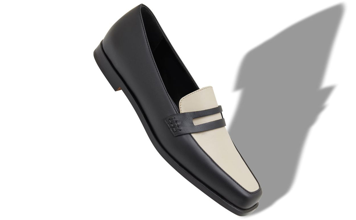 Fiorella Lace Black Round Toe Loafers – front three-quarter view showing black round toe, Vowalisse