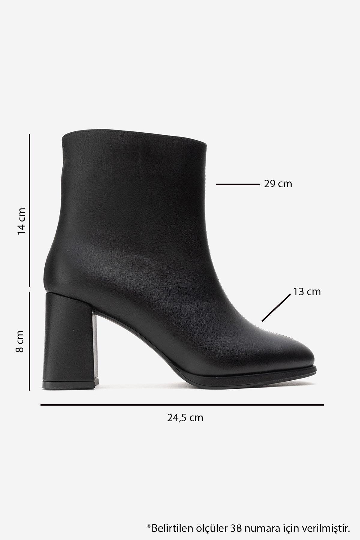 Napoli - Black Genuine Leather Block Heel Ankle Boot – top view showing leather, black, Vowalisse