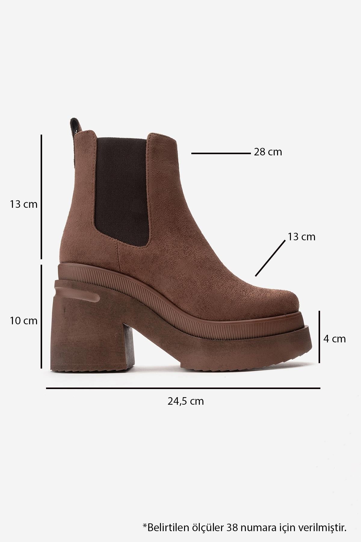 EMMA - Brown Platform Heel Boot – top view showing suede, Vowalisse