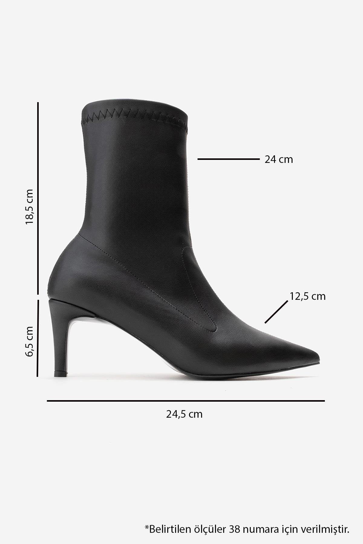 Rossano - Black Stretch Stiletto Heel Boot – top view showing leather, black, Vowalisse