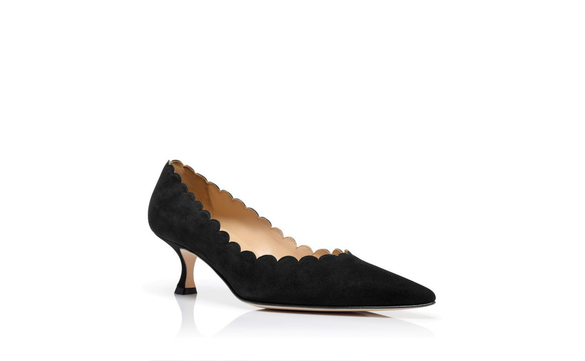 Clarisse Grace Black Pointed Toe Pumps – top view showing black pointed toe, suede, Vowalisse