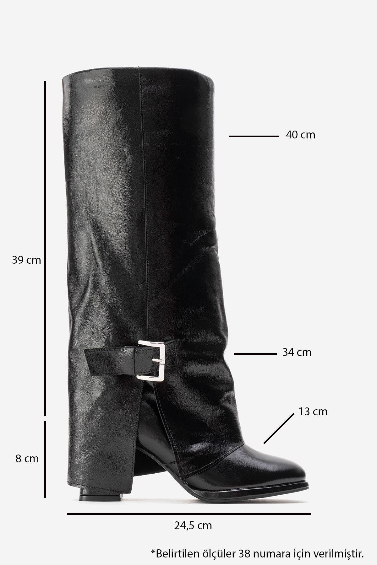 LOJO - Black Genuine Leather Block Heel Boot – back view showing leather, black, Vowalisse