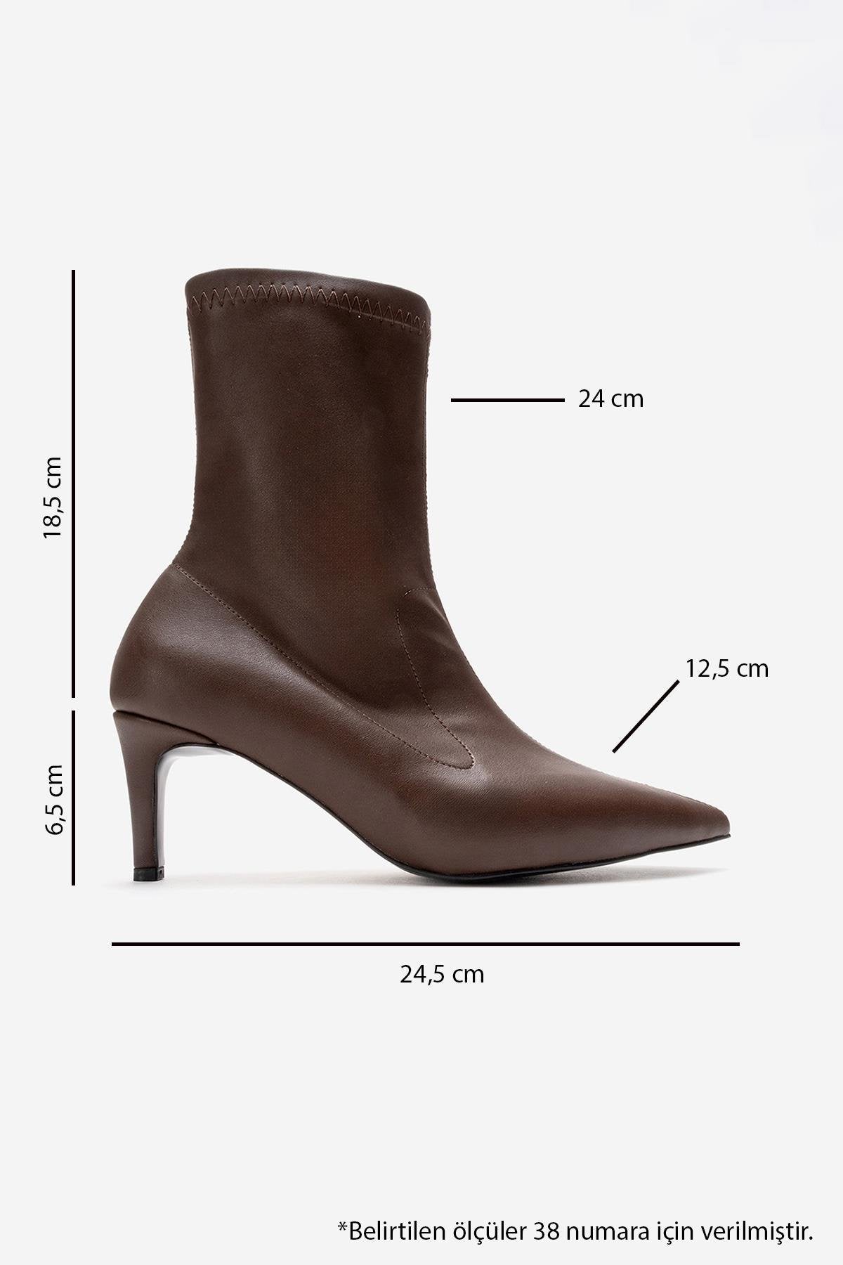 ROSSANO - Brown Stiletto Heel Boot – top view showing leather, Vowalisse