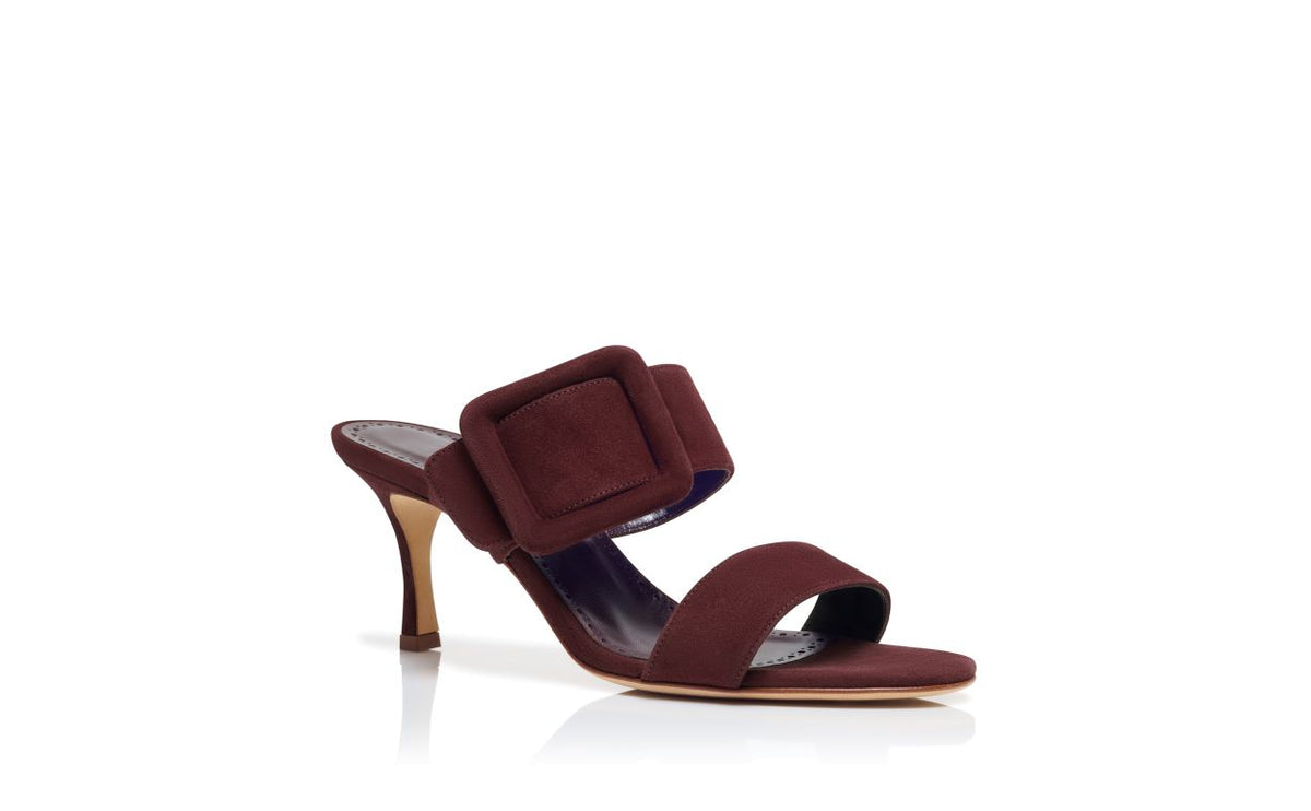 Odette Rose Red Open Toe Mules – top view showing red open toe, suede, Vowalisse