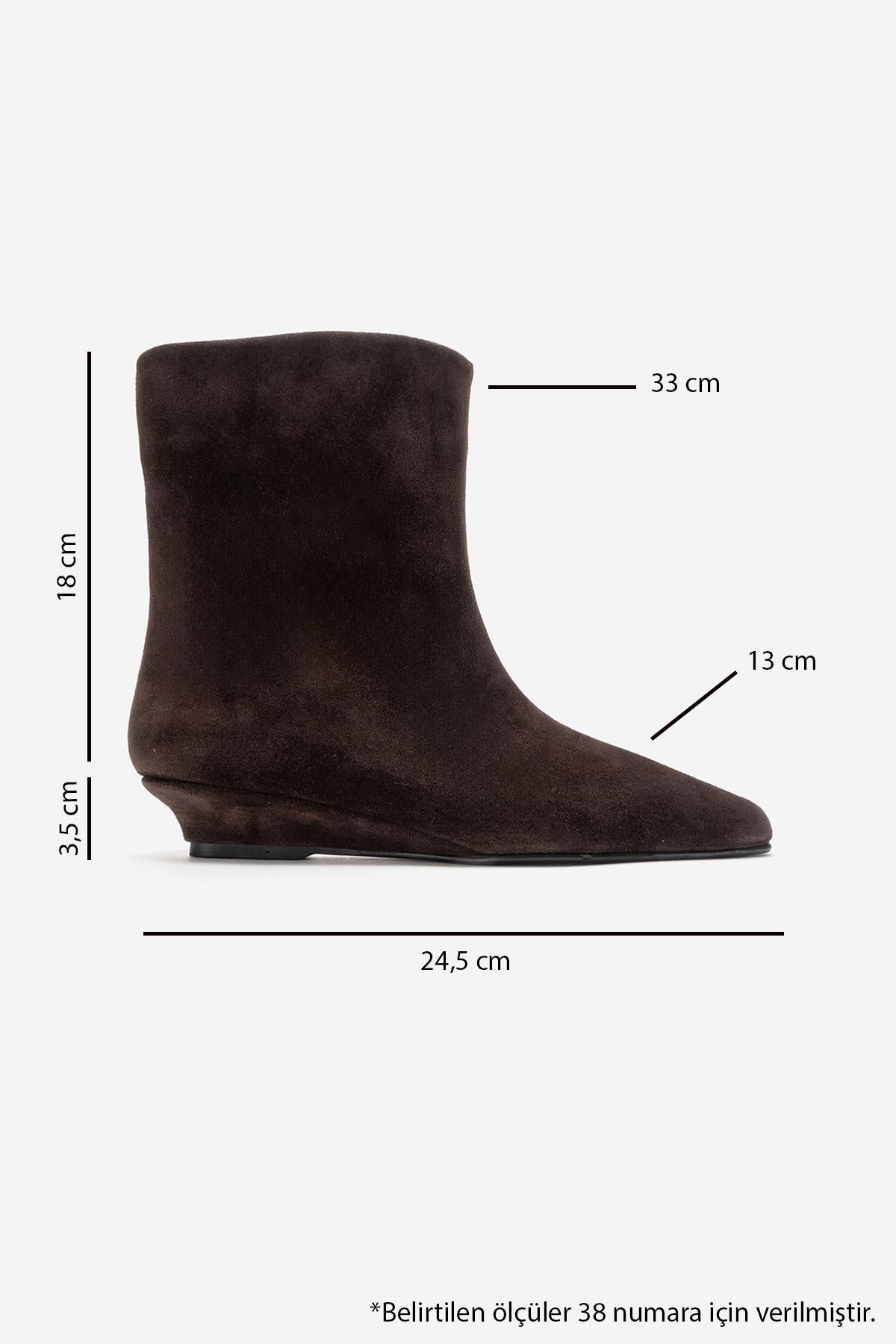 NACHO - Brown Genuine Leather Minimal Block Heel Ankle Boot – detail view showing leather, suede, Vowalisse