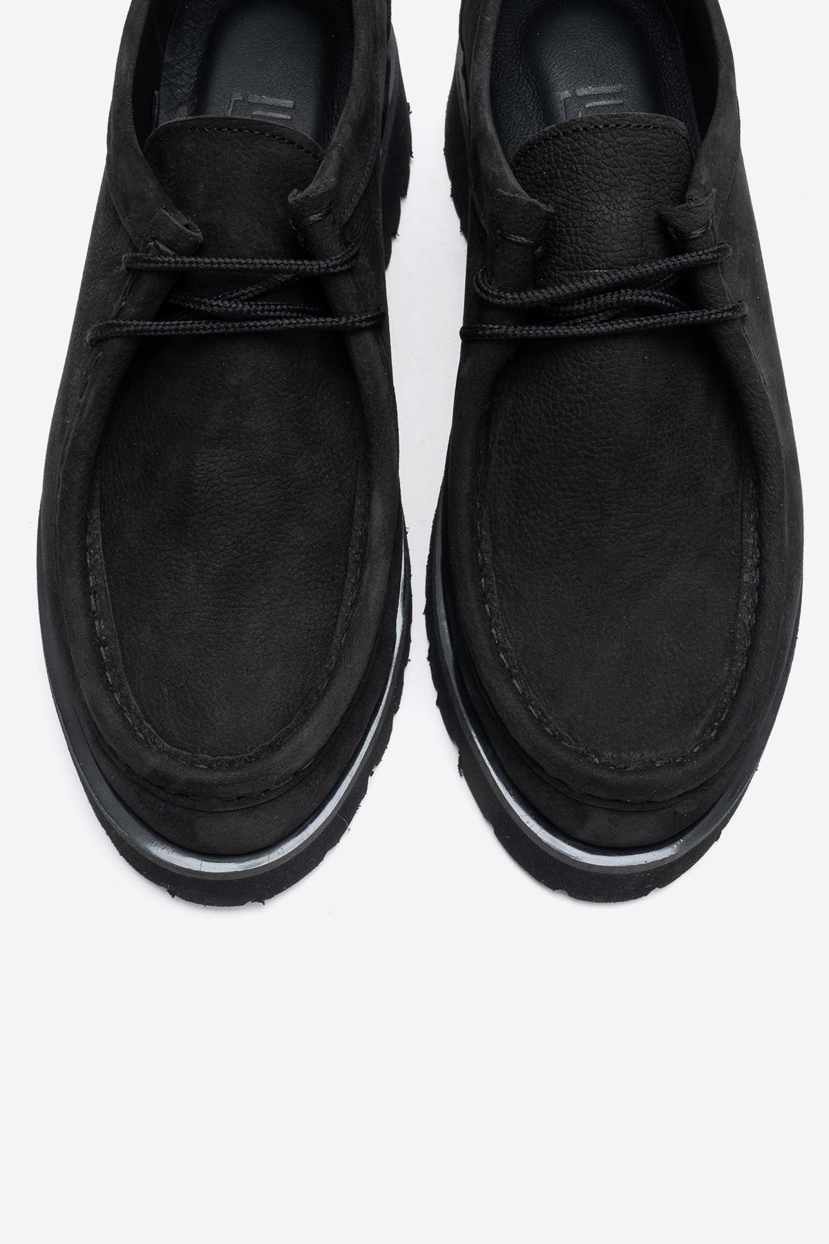 TALIA - Black Nubuck Genuine Leather Loafer – side view showing velvet, leather, black, Vowalisse