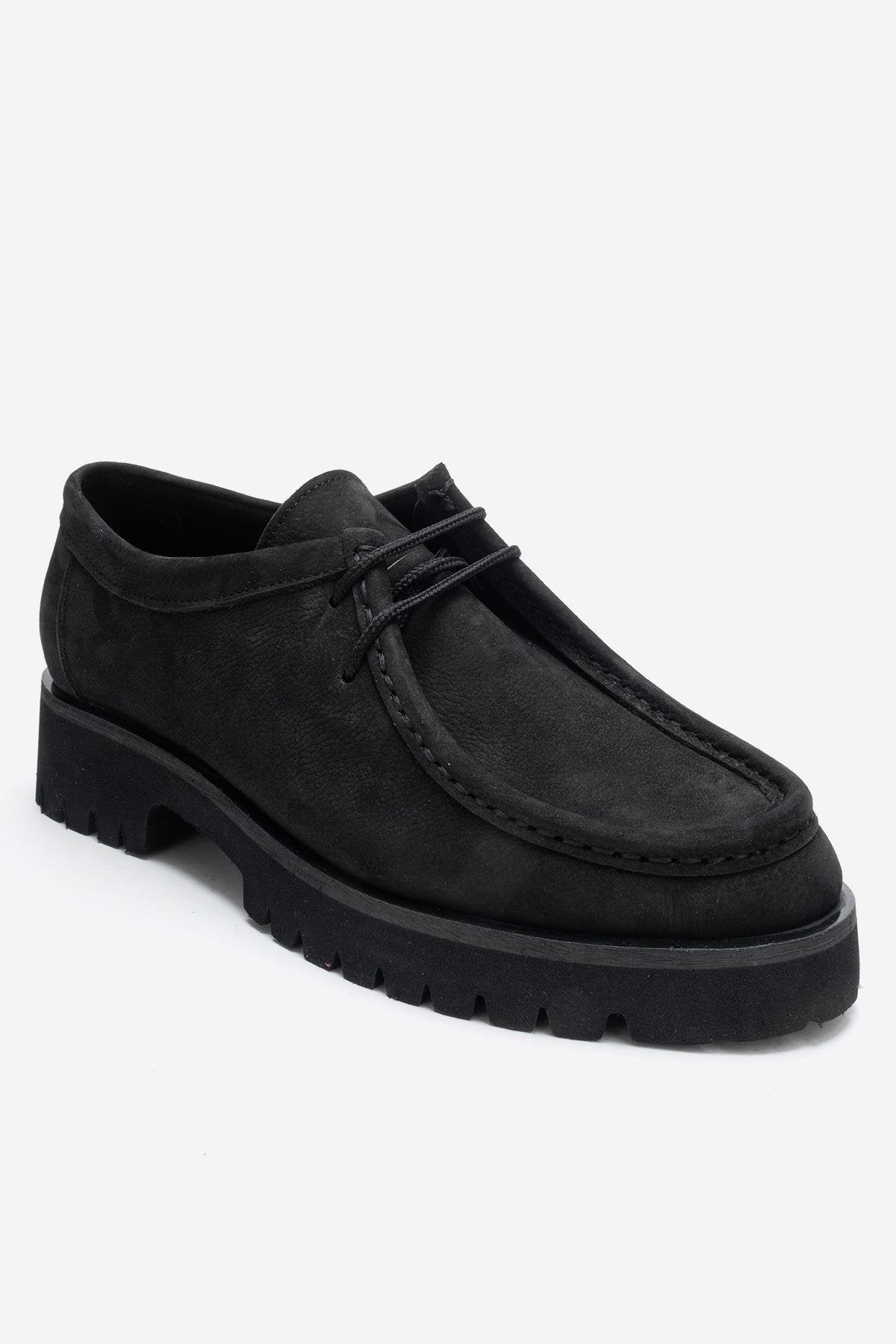 TALIA - Black Nubuck Genuine Leather Loafer – detail view showing velvet, leather, black, Vowalisse