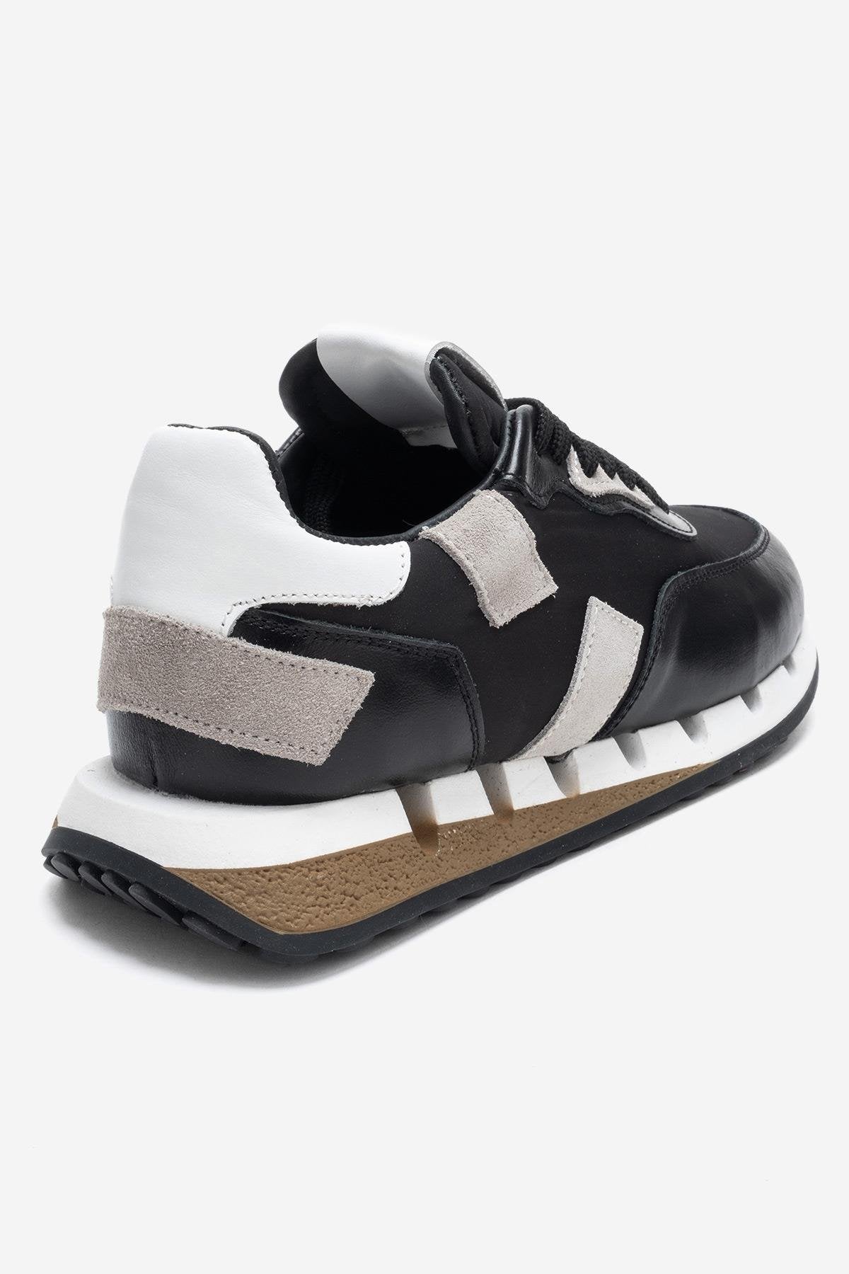 VIAN - Black Genuine Leather Sneaker – back view showing leather, black, Vowalisse