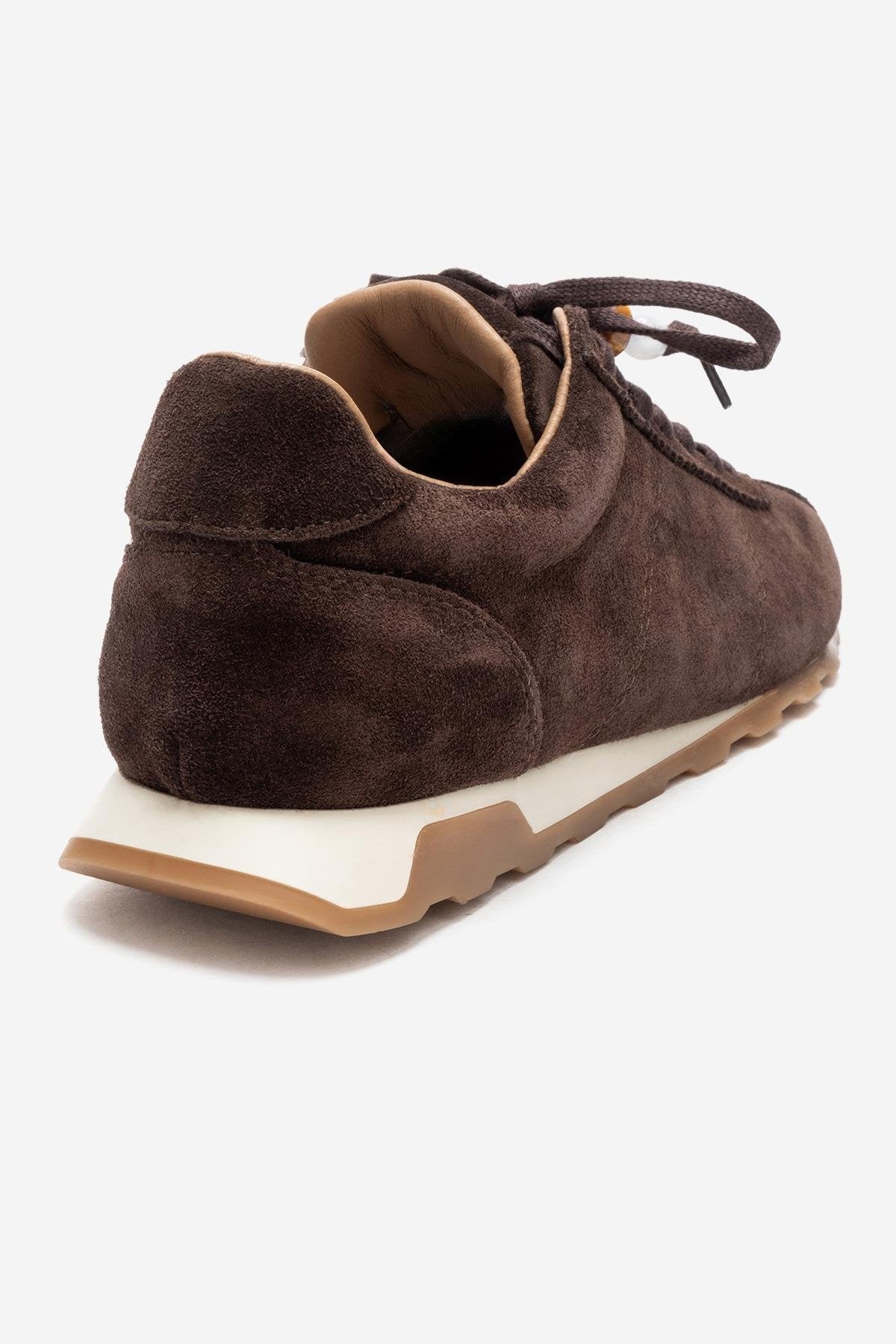 BREA - Brown Genuine Suede Leather Sneaker – back view showing leather, suede, Vowalisse