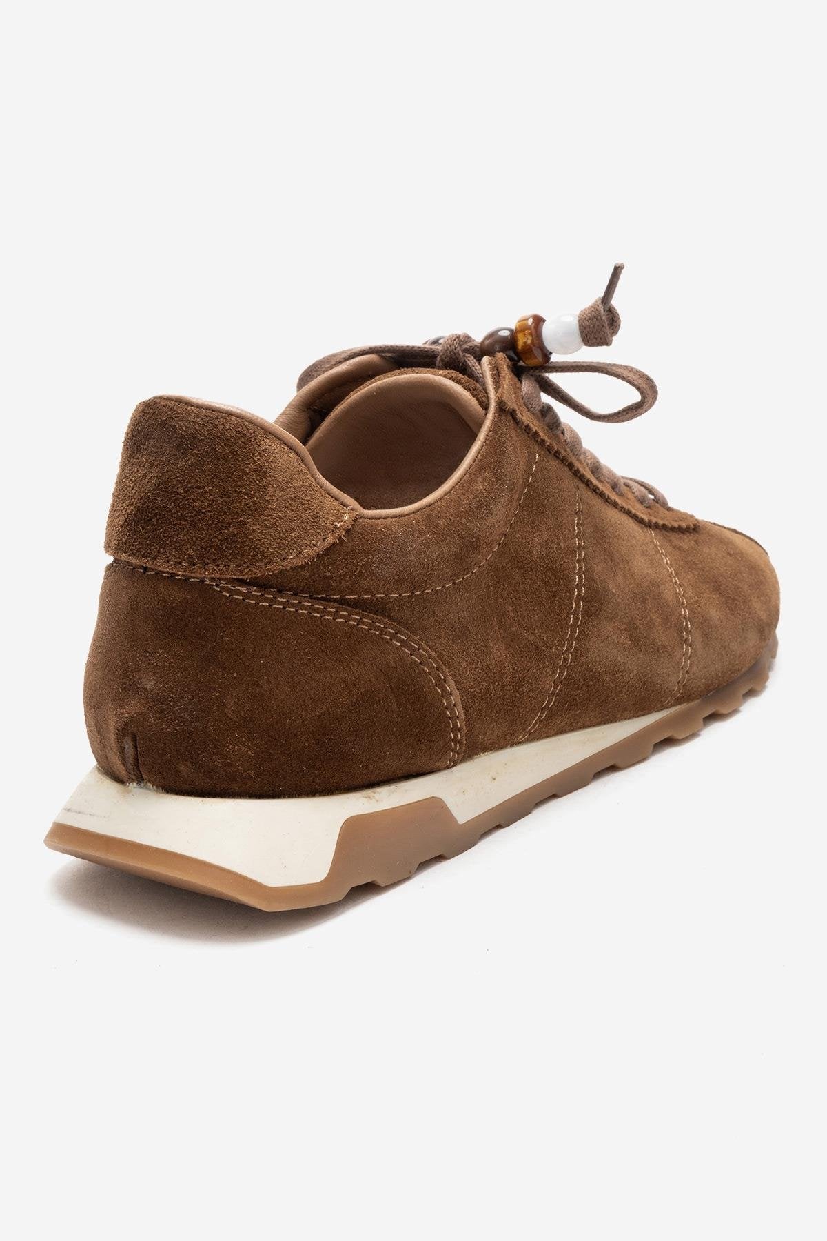 BREA - Camel Genuine Suede Leather Sneaker – back view showing leather, suede, Vowalisse