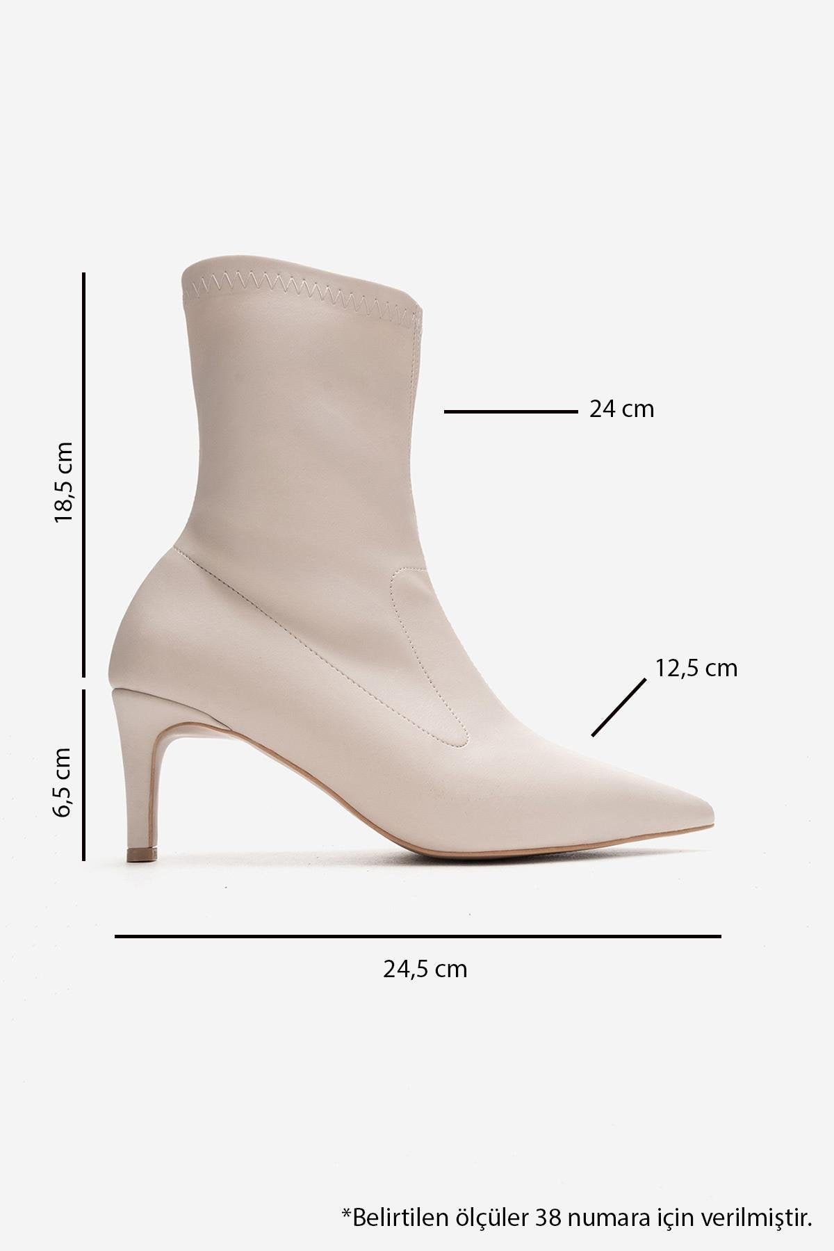 ROSSANO - Beige Stretch Stiletto Heel Boot – detail view showing elegant detailing, Vowalisse