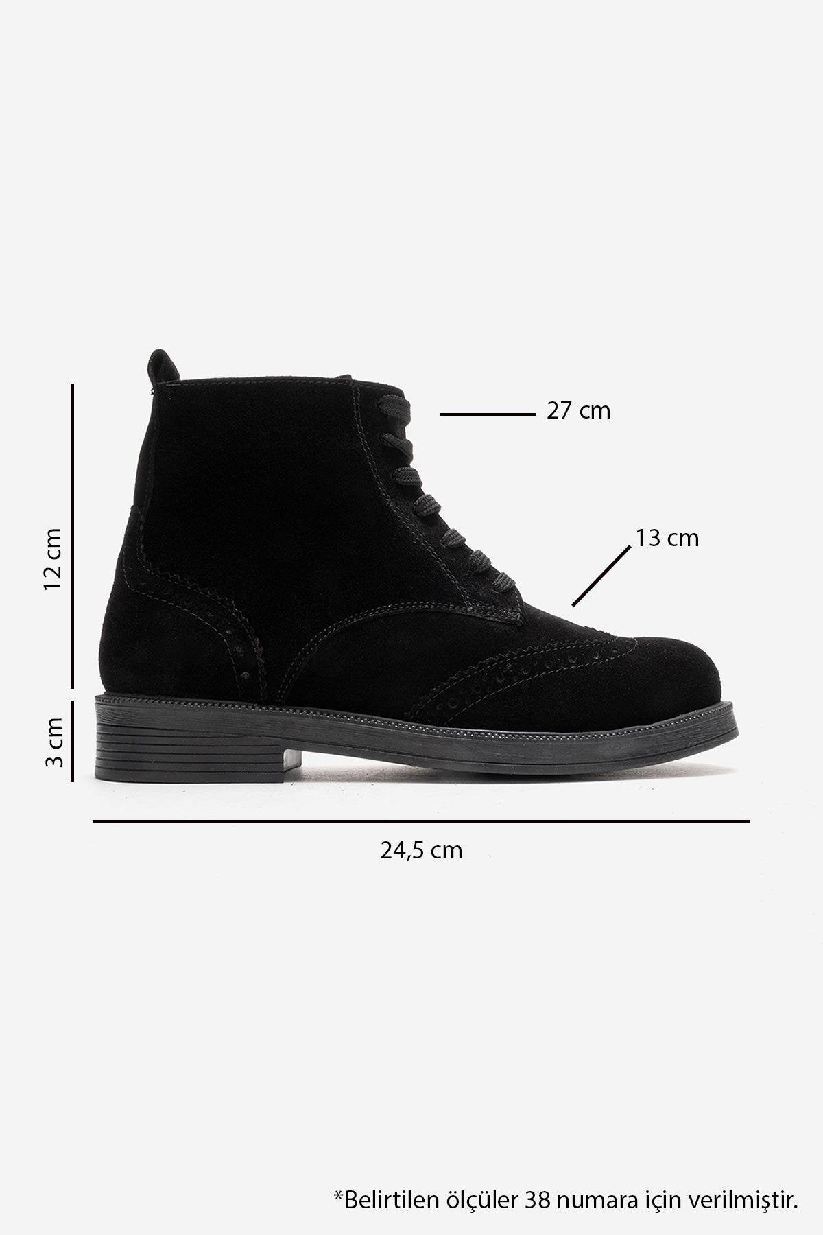 NELVY - Black Genuine Leather Boot – detail view showing leather, suede, black, Vowalisse