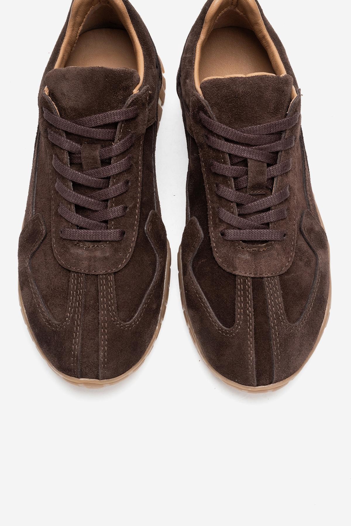 LARS - Brown Suede Genuine Leather Sneaker – side view showing leather, suede, Vowalisse