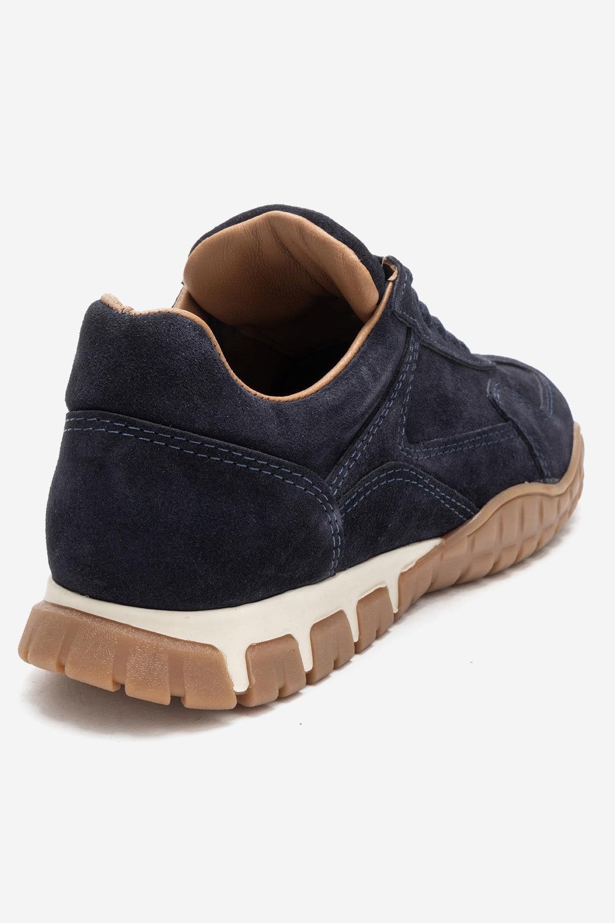 LARS - Navy Suede Genuine Leather Sneaker – back view showing leather, suede, Vowalisse