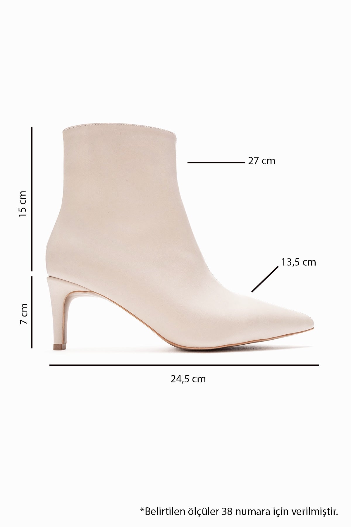 Noya - Beige Pointed Toe Slim Heel Boot – detail view showing leather, Vowalisse