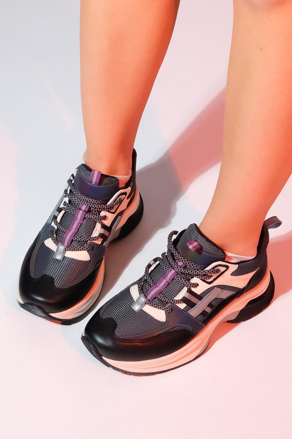 Sterda - Black/Green Thick-Sole Sport Sneaker – side view showing leather, black, green, Vowalisse