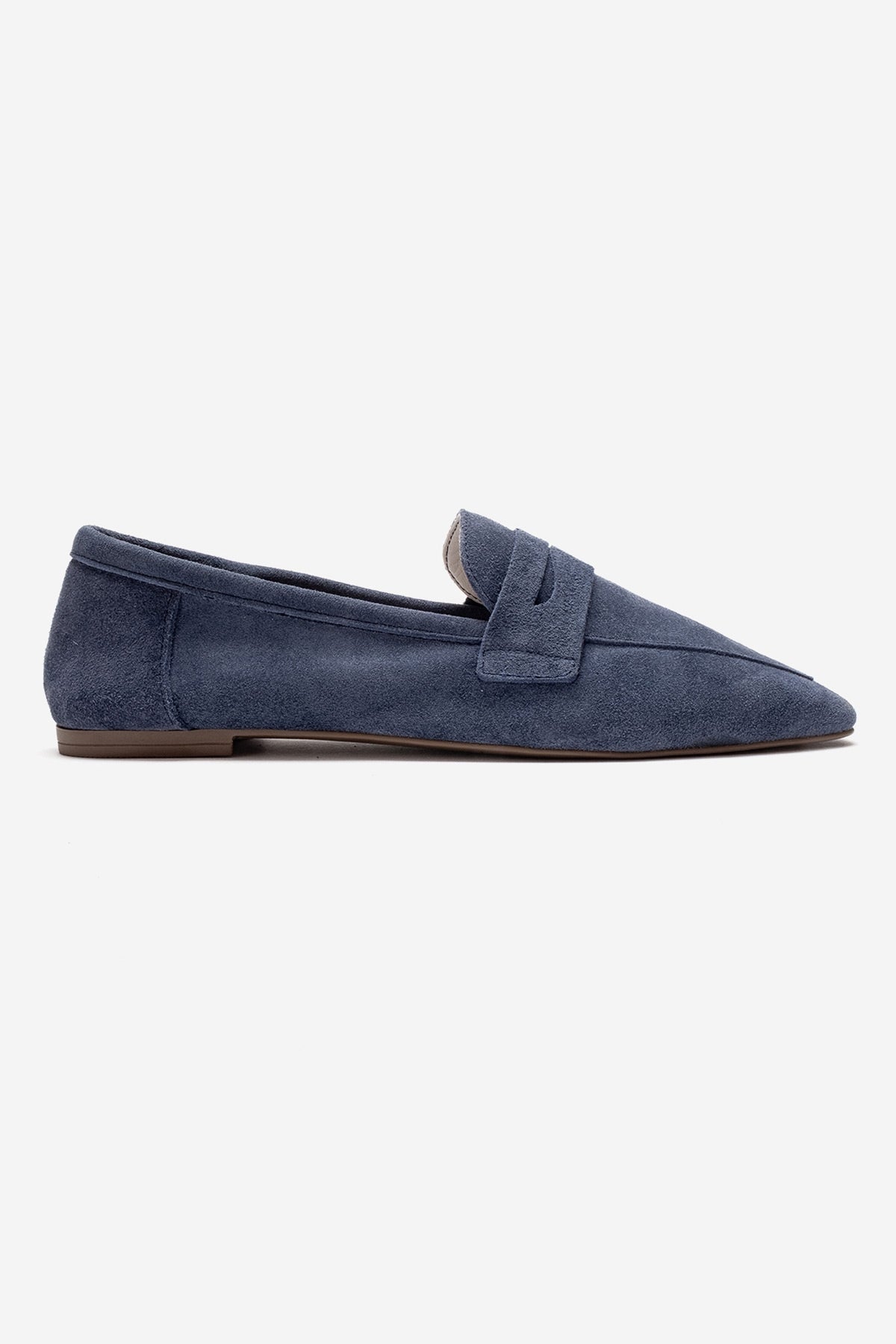 Morne - Navy Genuine Leather Loafer – top view showing leather, suede, Vowalisse