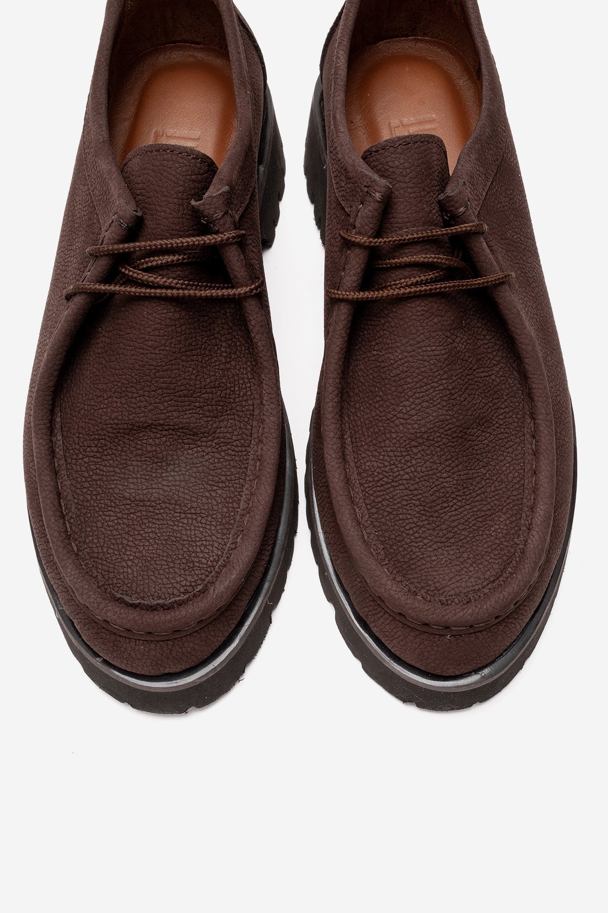 Talia - Brown Nubuck Genuine Leather Lace-Up Loafer – side view showing lace, leather, Vowalisse