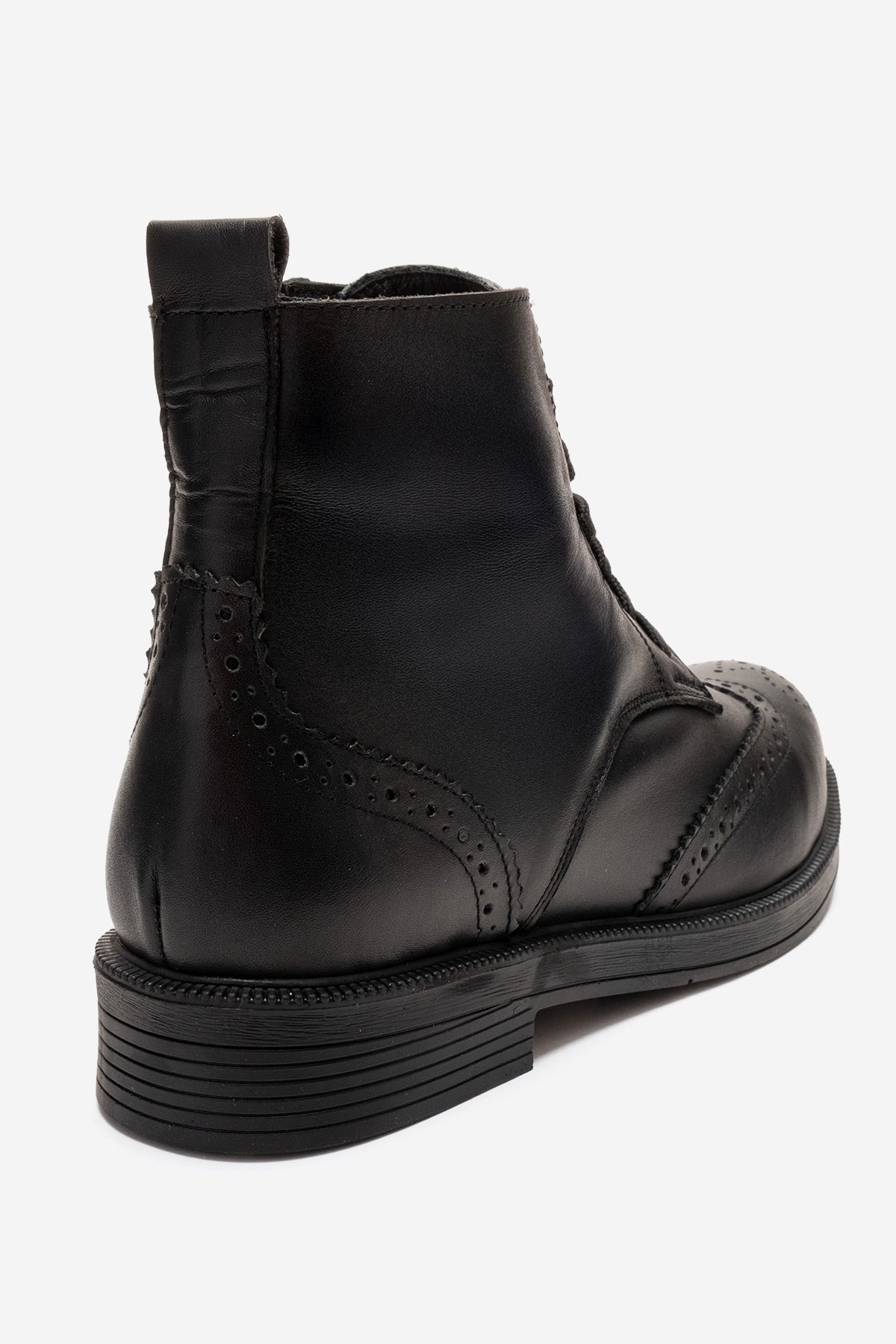 Nelvy - Black Genuine Leather Boot – back view showing leather, black, Vowalisse