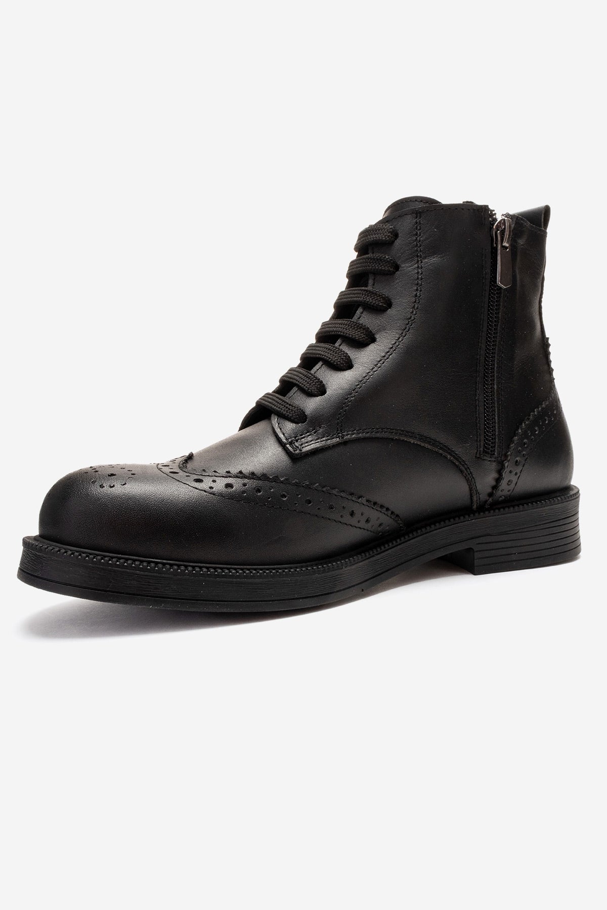 Nelvy - Black Genuine Leather Boot – top view showing leather, black, Vowalisse