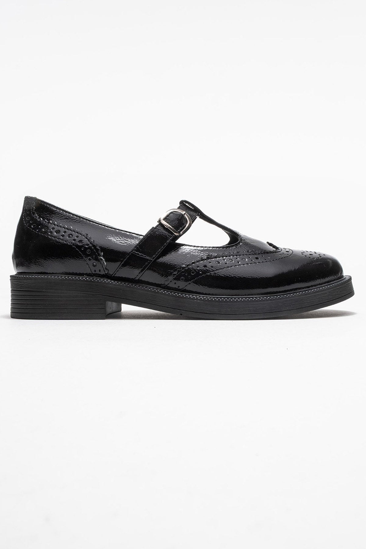 Dorian - Black Patent Genuine Leather Loafer – top view showing leather, black, Vowalisse
