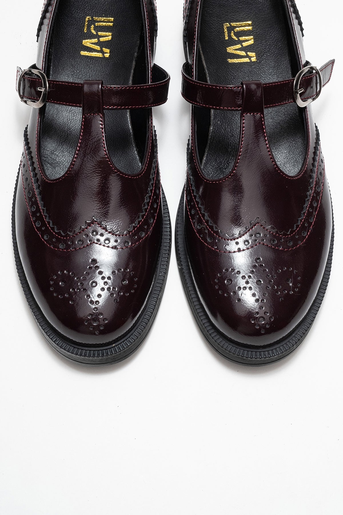 Dorian - Burgundy Patent Genuine Leather Loafer – side view showing leather, Vowalisse