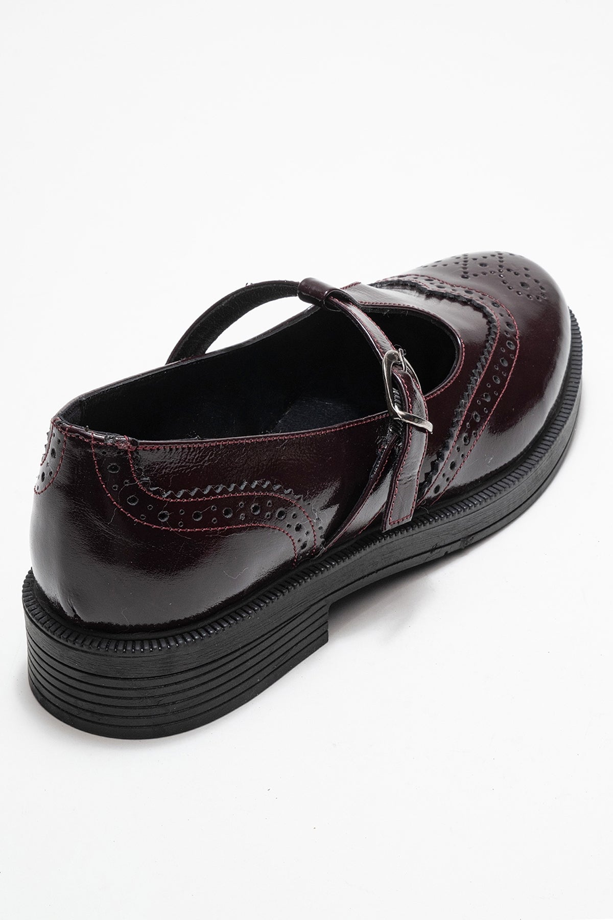 Dorian - Burgundy Patent Genuine Leather Loafer – back view showing leather, Vowalisse