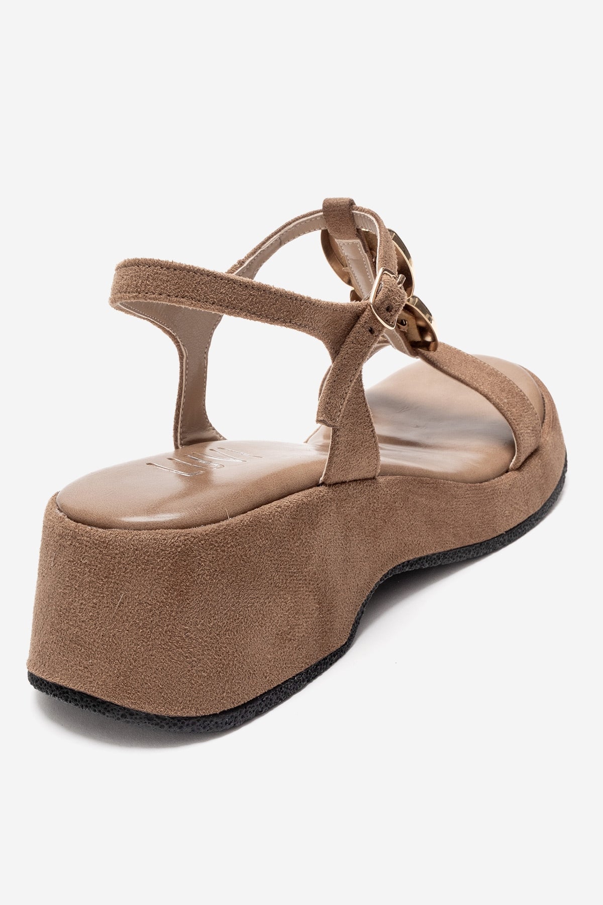 MATT - Beige Platform Sandal – back view showing leather, suede, Vowalisse