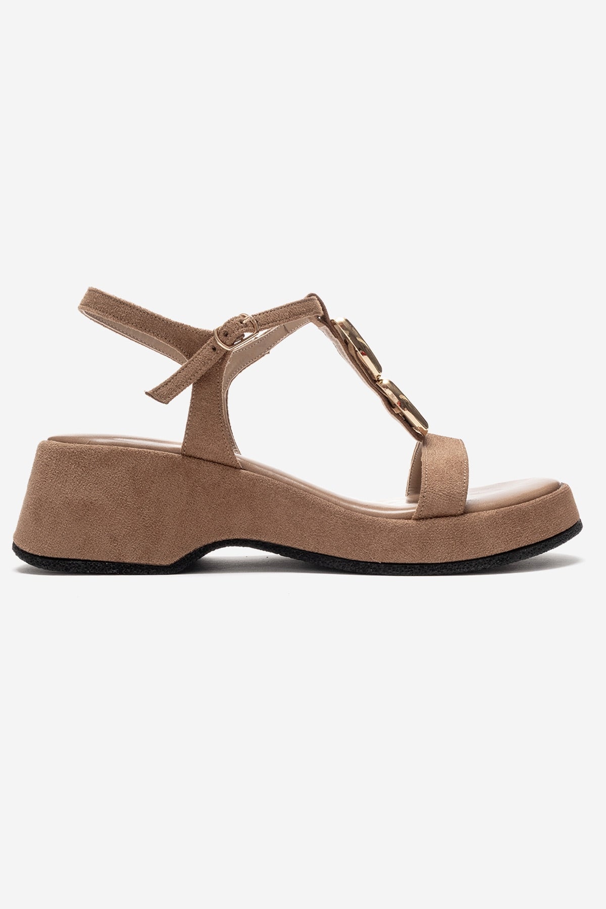 MATT - Beige Platform Sandal – top view showing leather, suede, Vowalisse