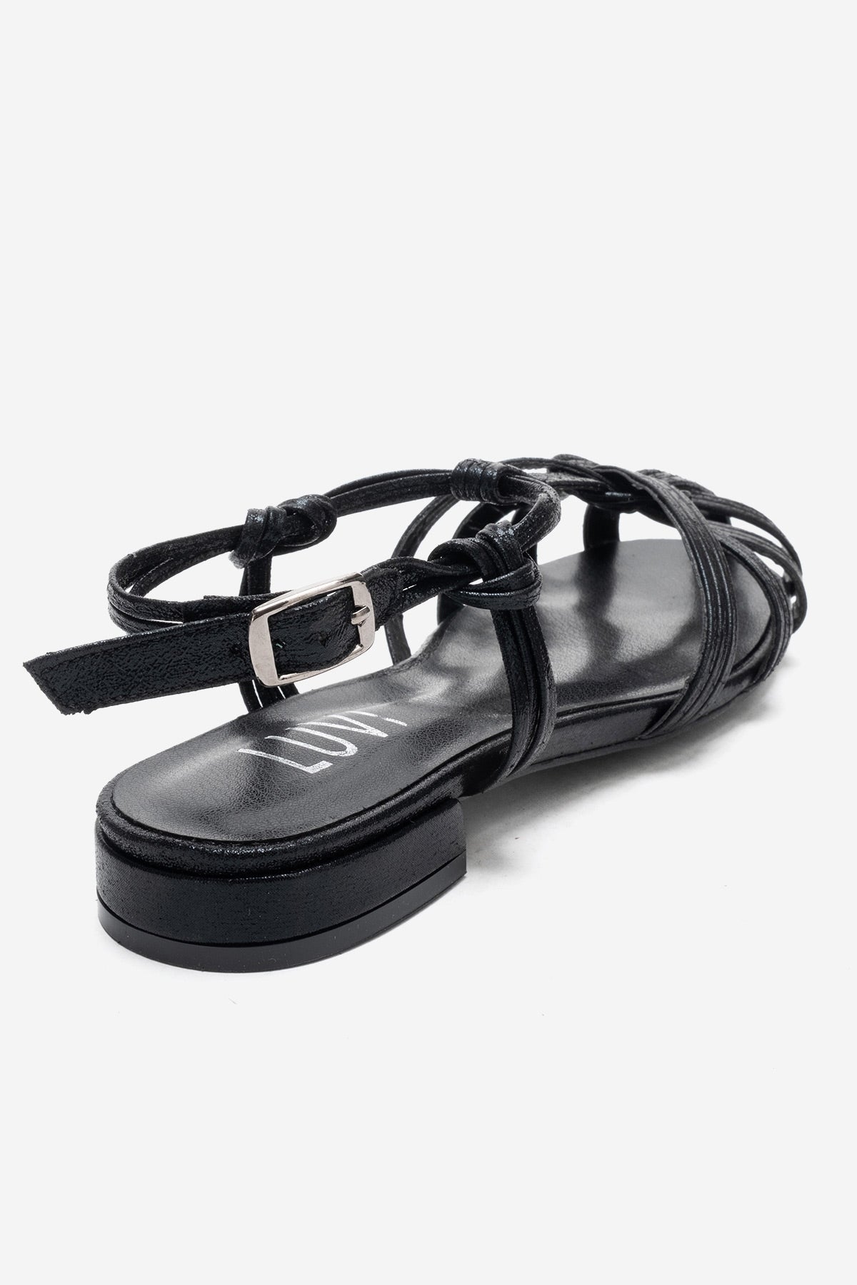 ROSSE - Black Block Heel Sandal – back view showing leather, black, Vowalisse
