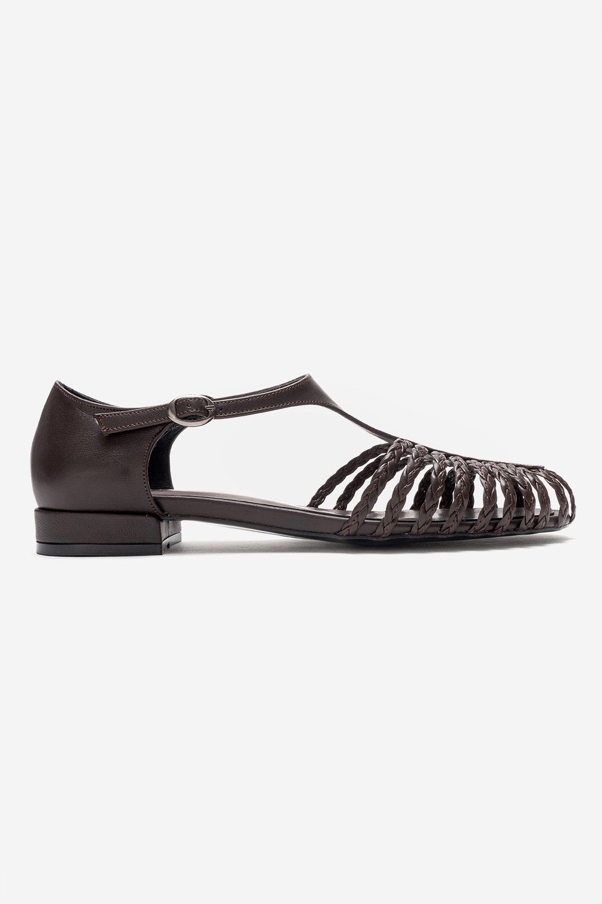 ONOS - Brown Sandal – top view showing leather, Vowalisse