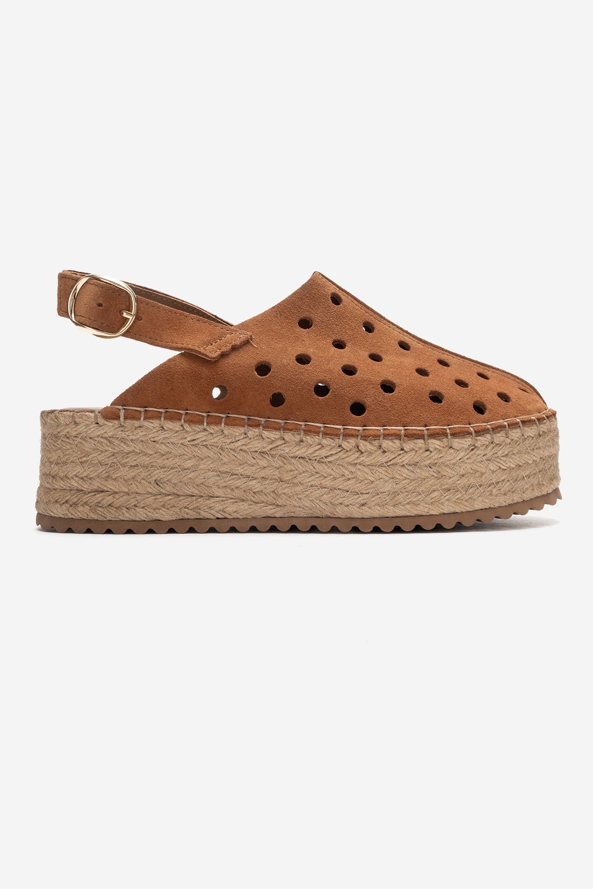 FRAGA - Tan Genuine Leather Wedge Sandal – top view showing leather, Vowalisse