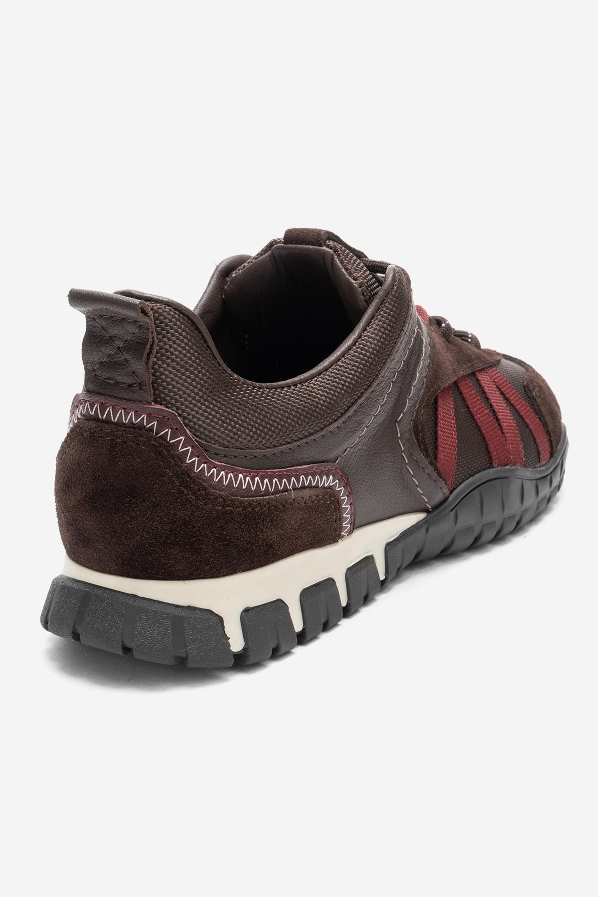 FIERA - Brown Burgundy Genuine Leather Sneaker – back view showing leather, mesh, Vowalisse