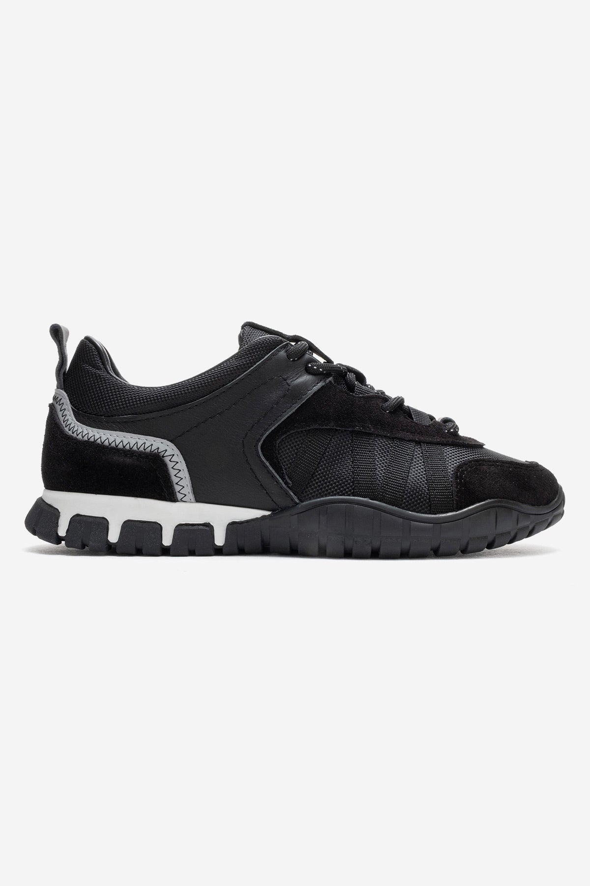 FIERA - Black Genuine Leather Sneaker – top view showing leather, mesh, black, Vowalisse