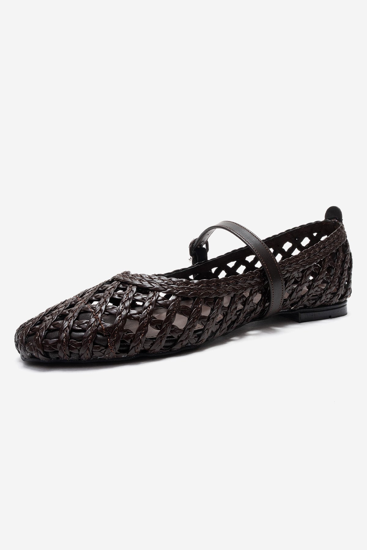 DOUX - Brown Genuine Leather Ballet Flat – top view showing leather, Vowalisse