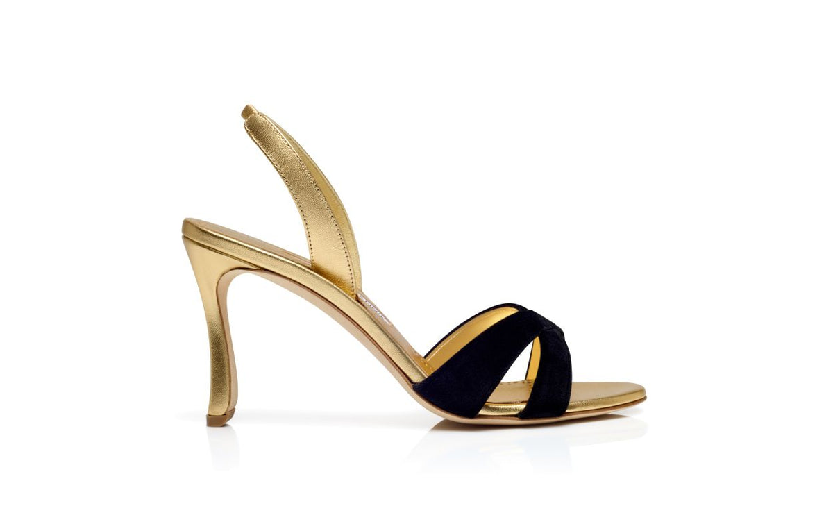 Marielle Rose Black Crossover Slingbacks – side profile showing black crossover, slingback, open toe, nappa leather…