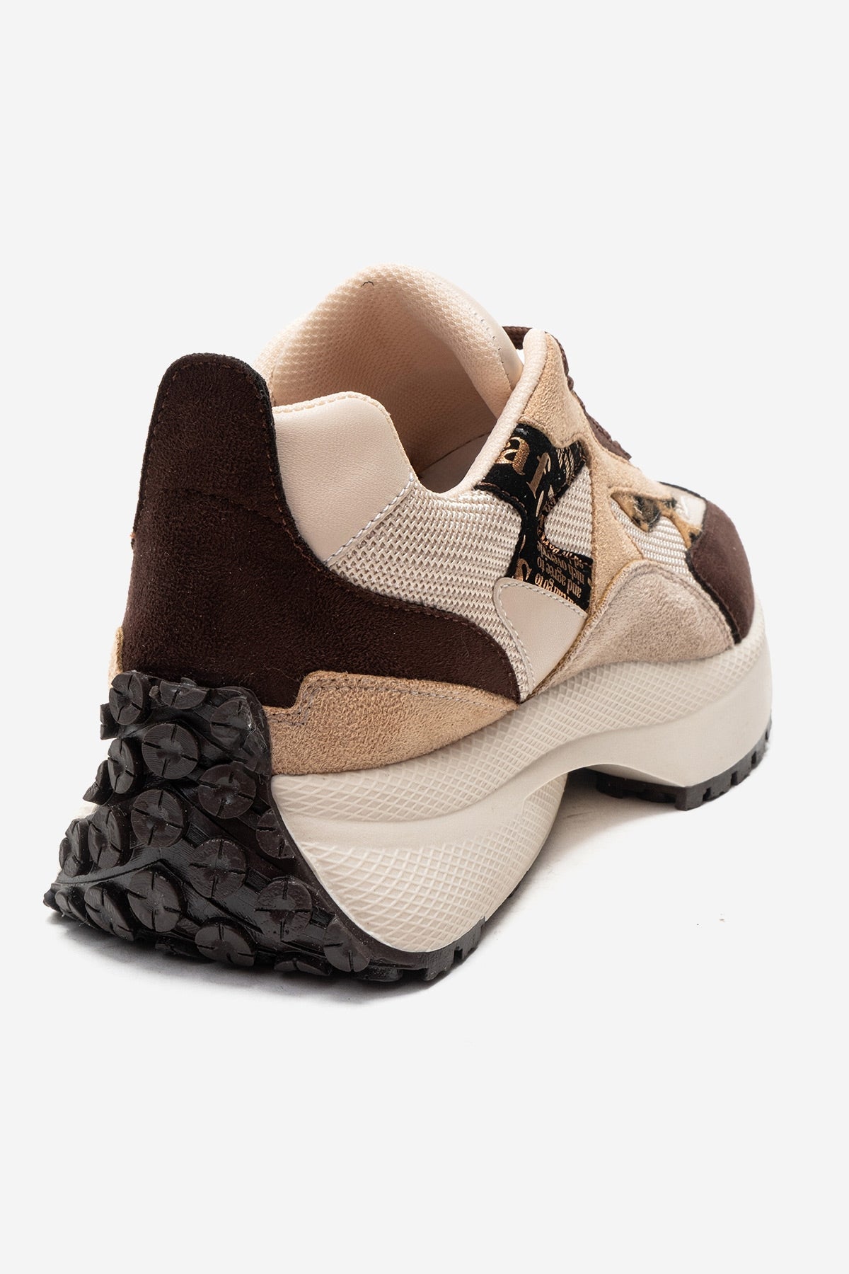 PREMIA - Brown Suede Sneaker – back view showing leather, suede, Vowalisse