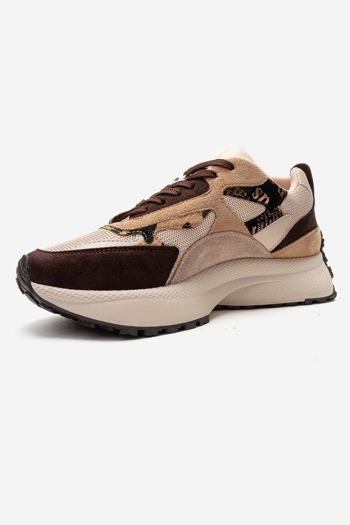 PREMIA - Brown Suede Sneaker – top view showing leather, suede, Vowalisse