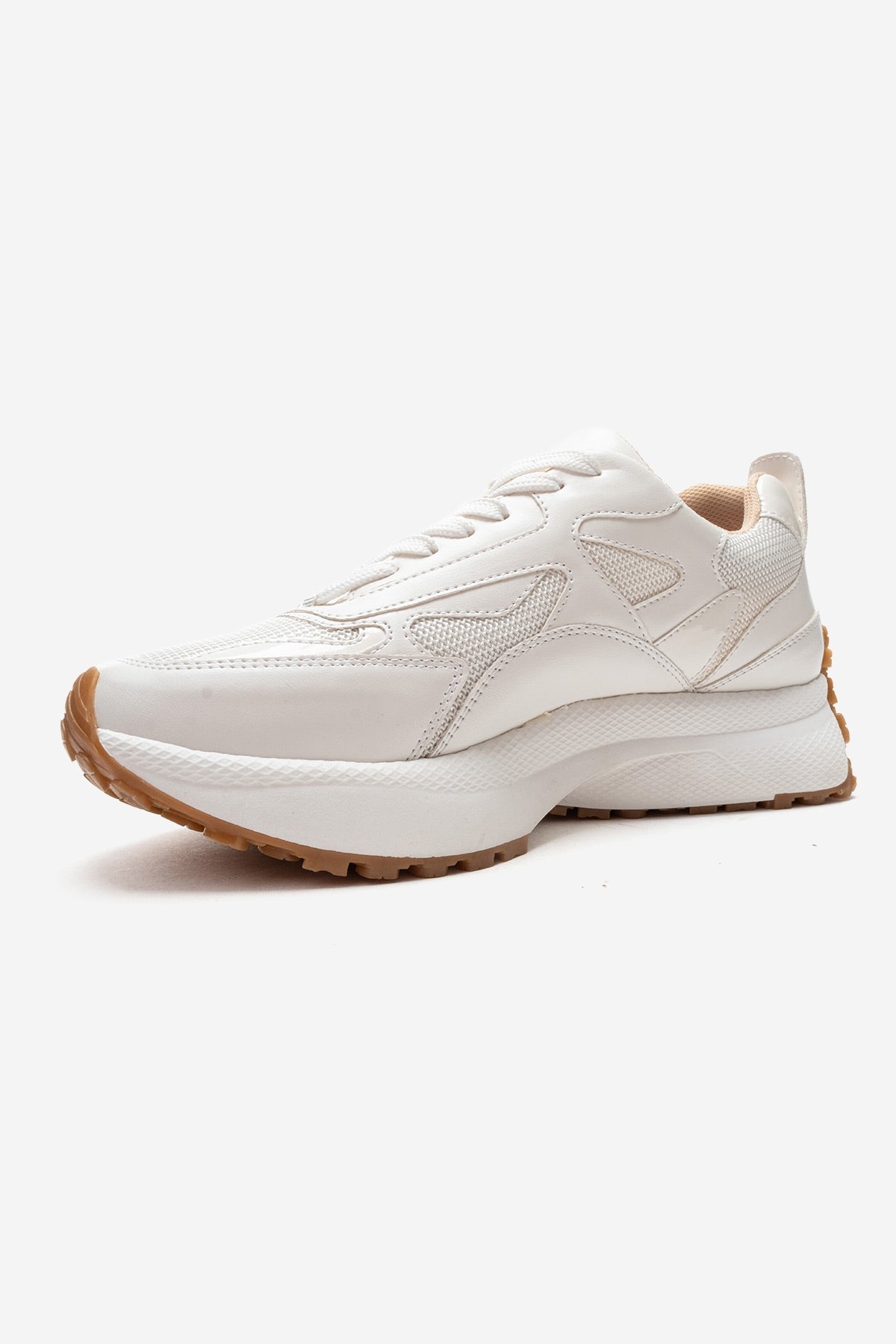 PREMIA - White Leather Sneaker – back view showing leather, white, Vowalisse