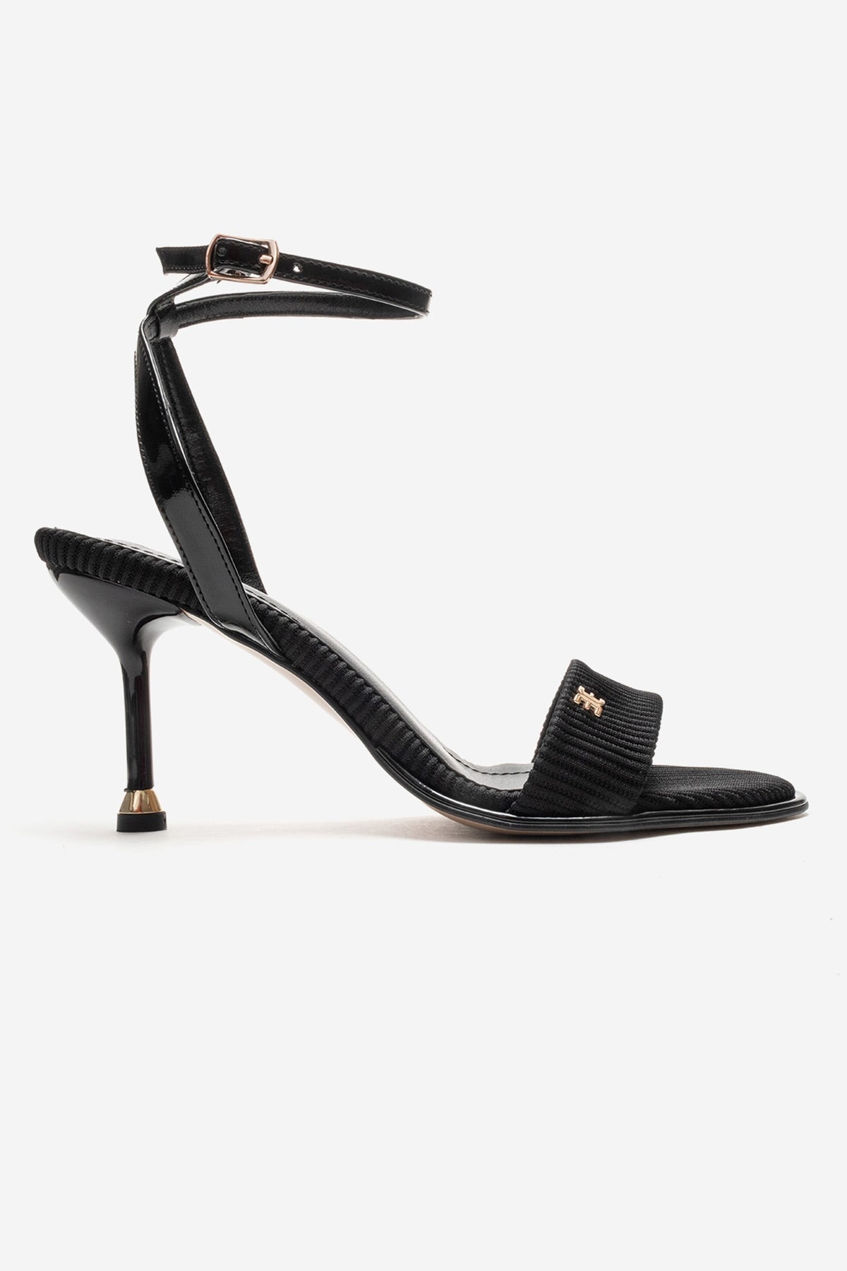 Arlette - Black Stiletto Pump – heel view showing leather, black, red, Vowalisse