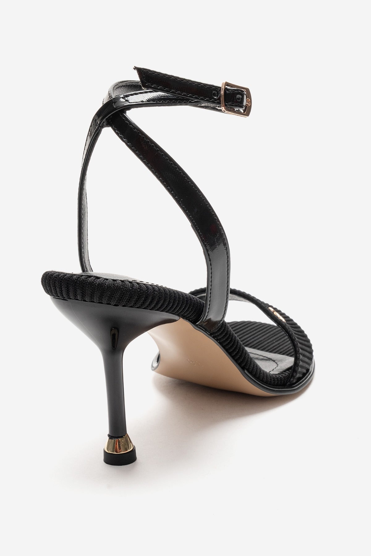 Arlette - Black Stiletto Pump – back view showing leather, black, red, Vowalisse