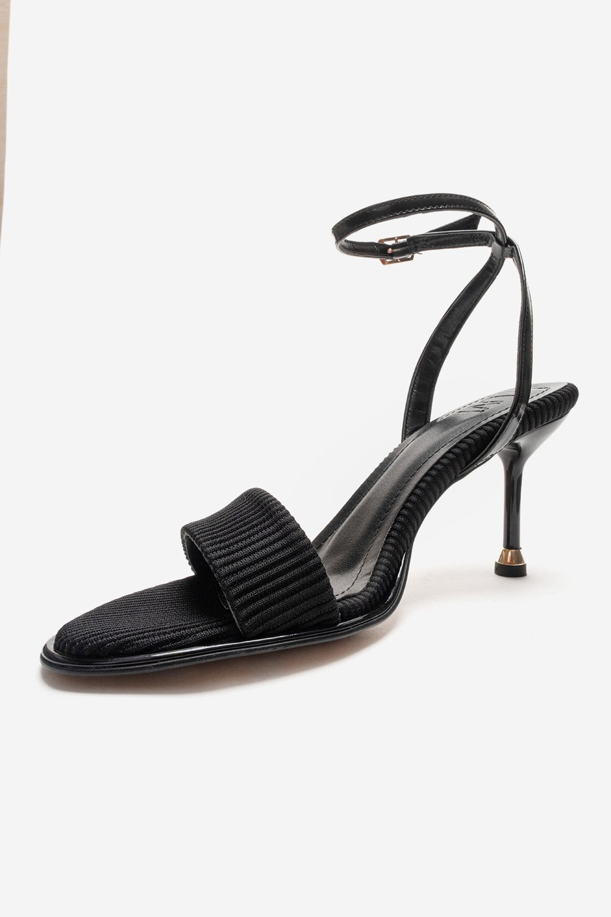 Arlette - Black Stiletto Pump – top view showing leather, black, red, Vowalisse