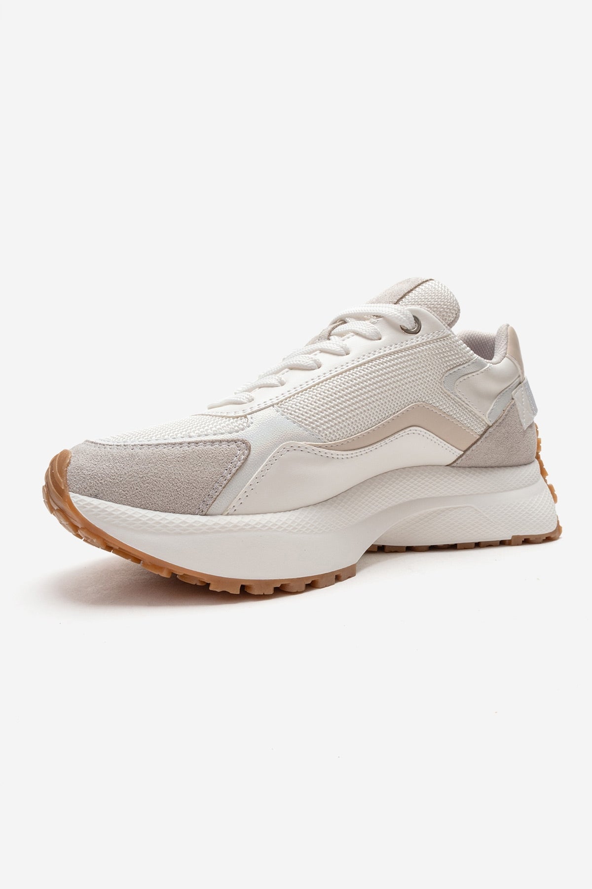 ROCCA - White Zip-Detail Genuine Leather Sneaker – top view showing leather, white, Vowalisse
