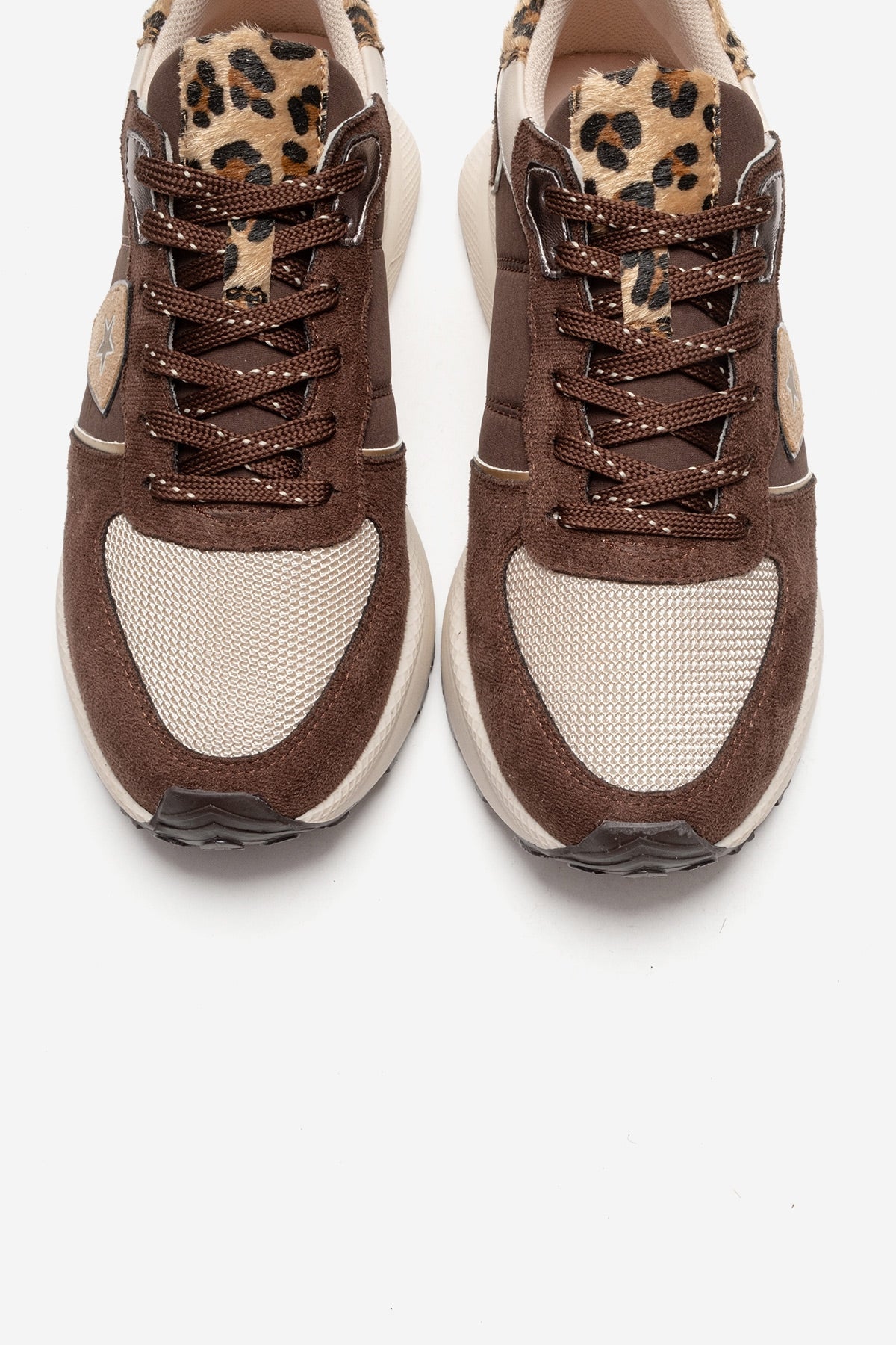 BIELLA - Brown Suede-Textured Genuine Leather Sneaker – side view showing leather, suede, red, Vowalisse