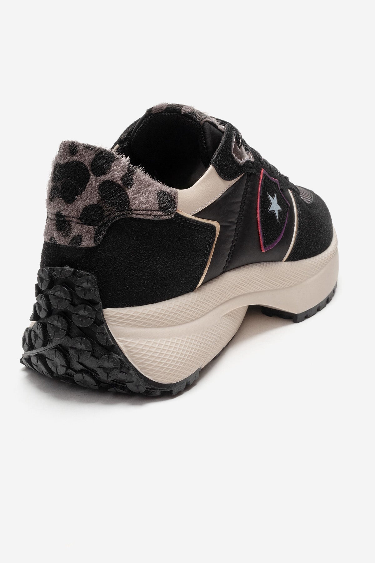 Biella - Black Sneaker – back view showing leather, black, Vowalisse