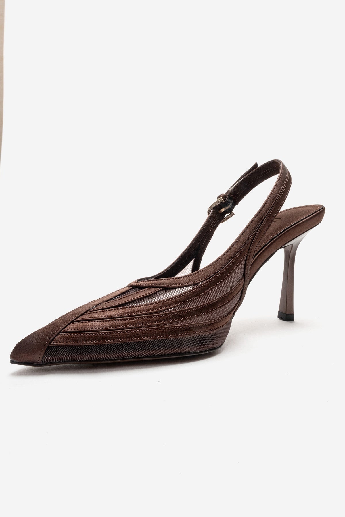 FAUNA - Brown Stiletto Pump – top view showing red, Vowalisse
