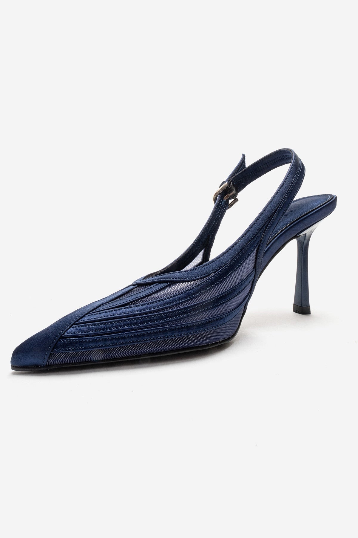 FAUNA - Navy Stiletto Pump – top view showing red, Vowalisse