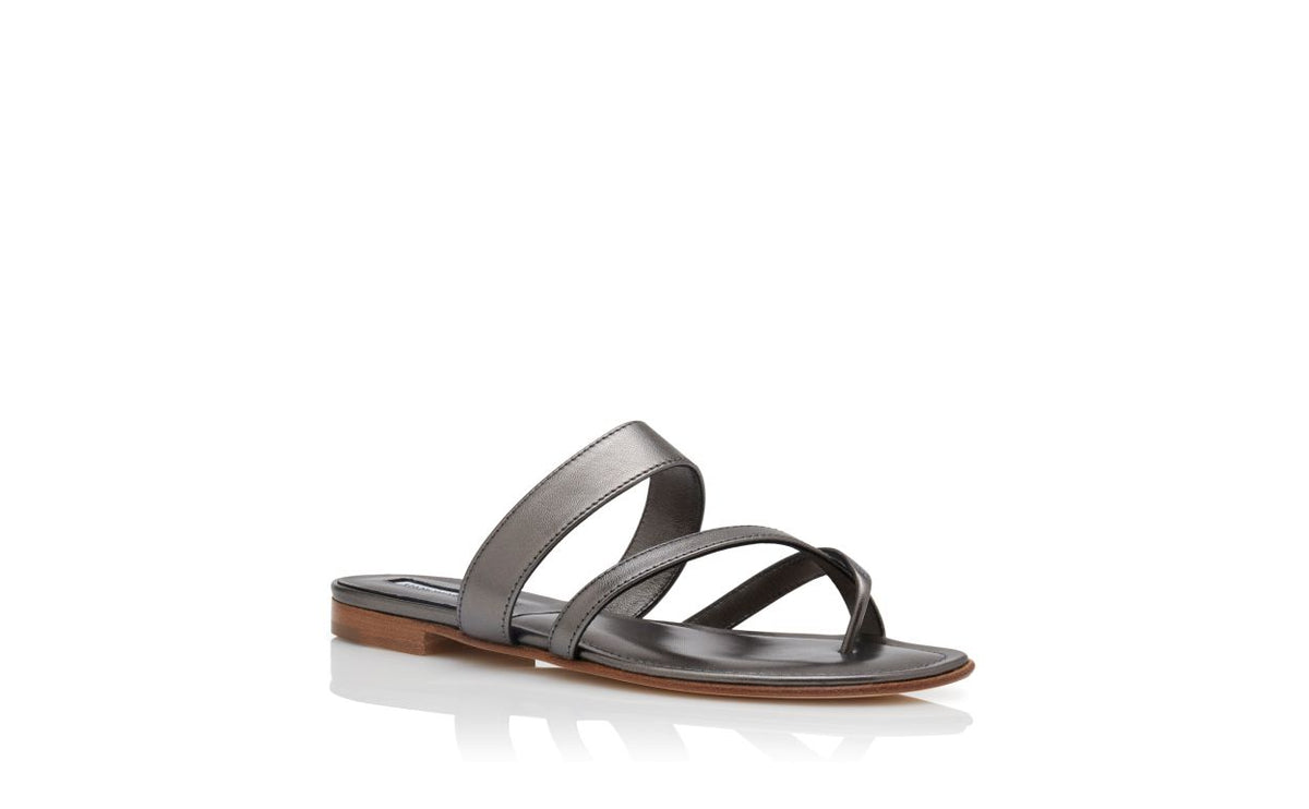 Valentina Flame Grey Crossover Mules – top view showing grey crossover, open toe, nappa leather, Vowalisse